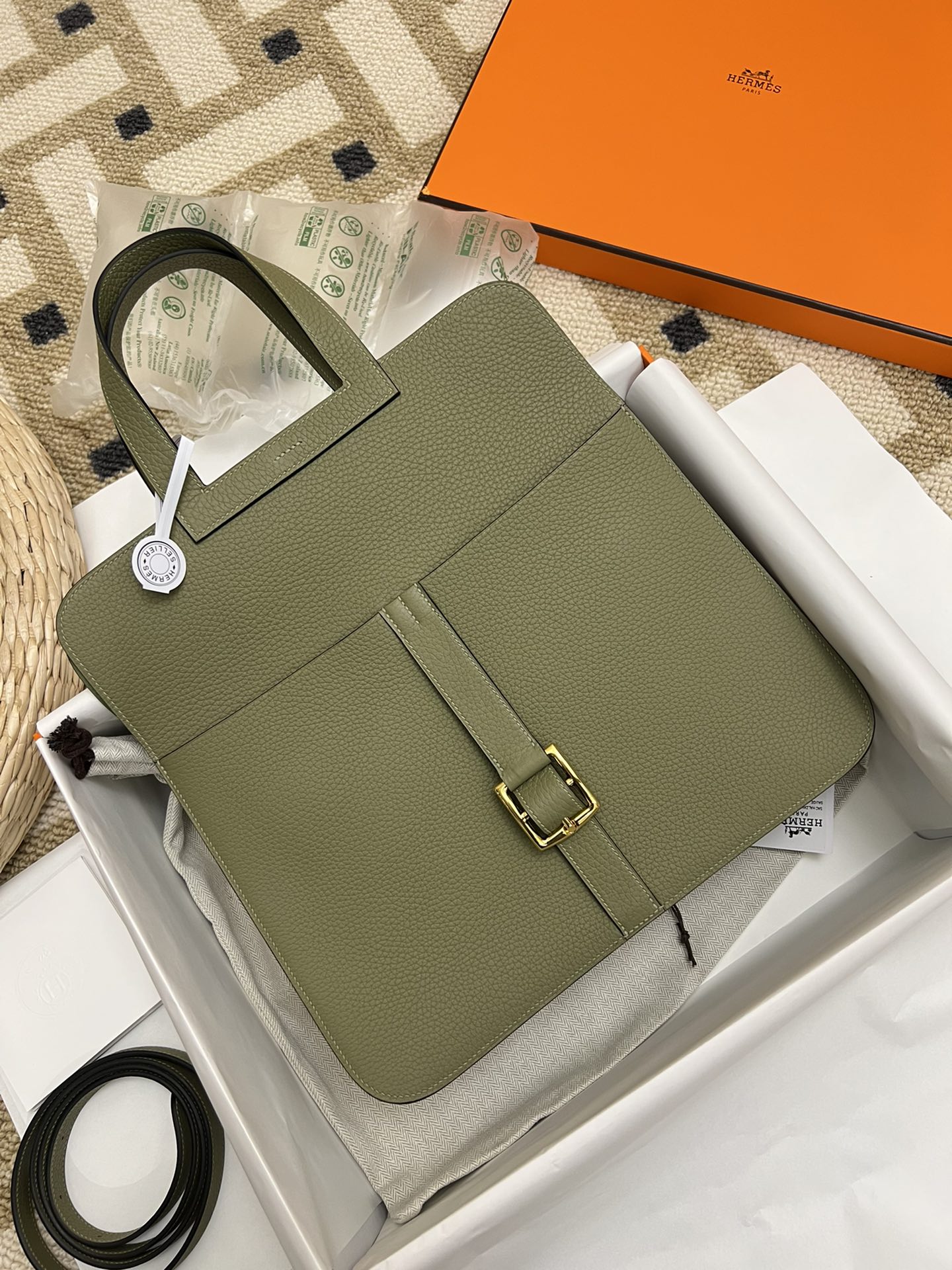 Replica Hermès Halzan Green