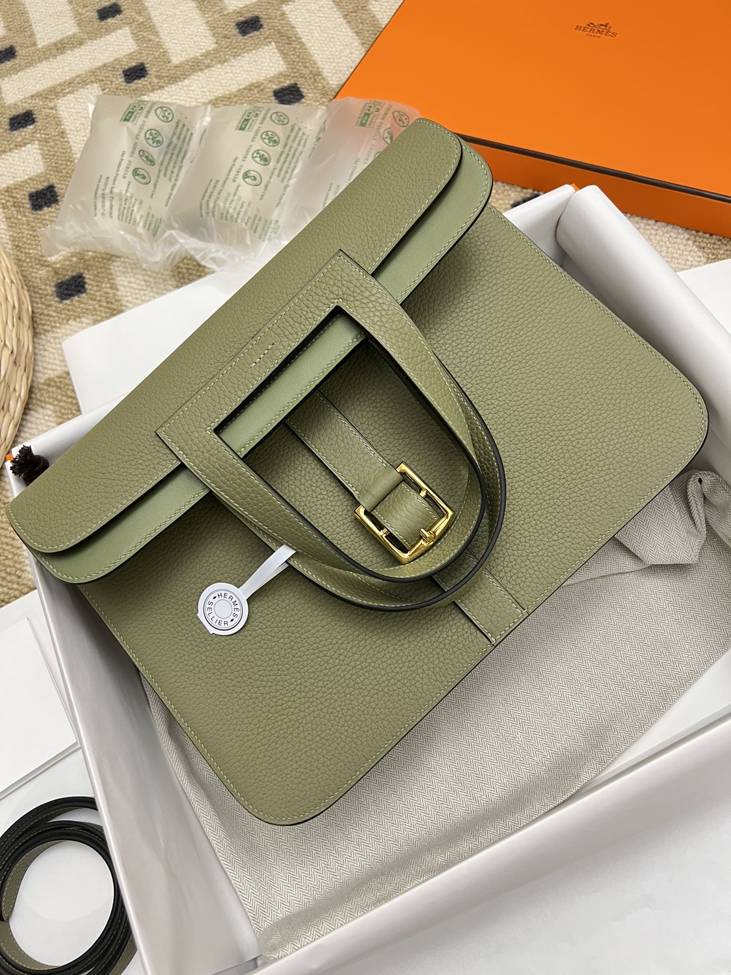Replica Hermès Halzan Green