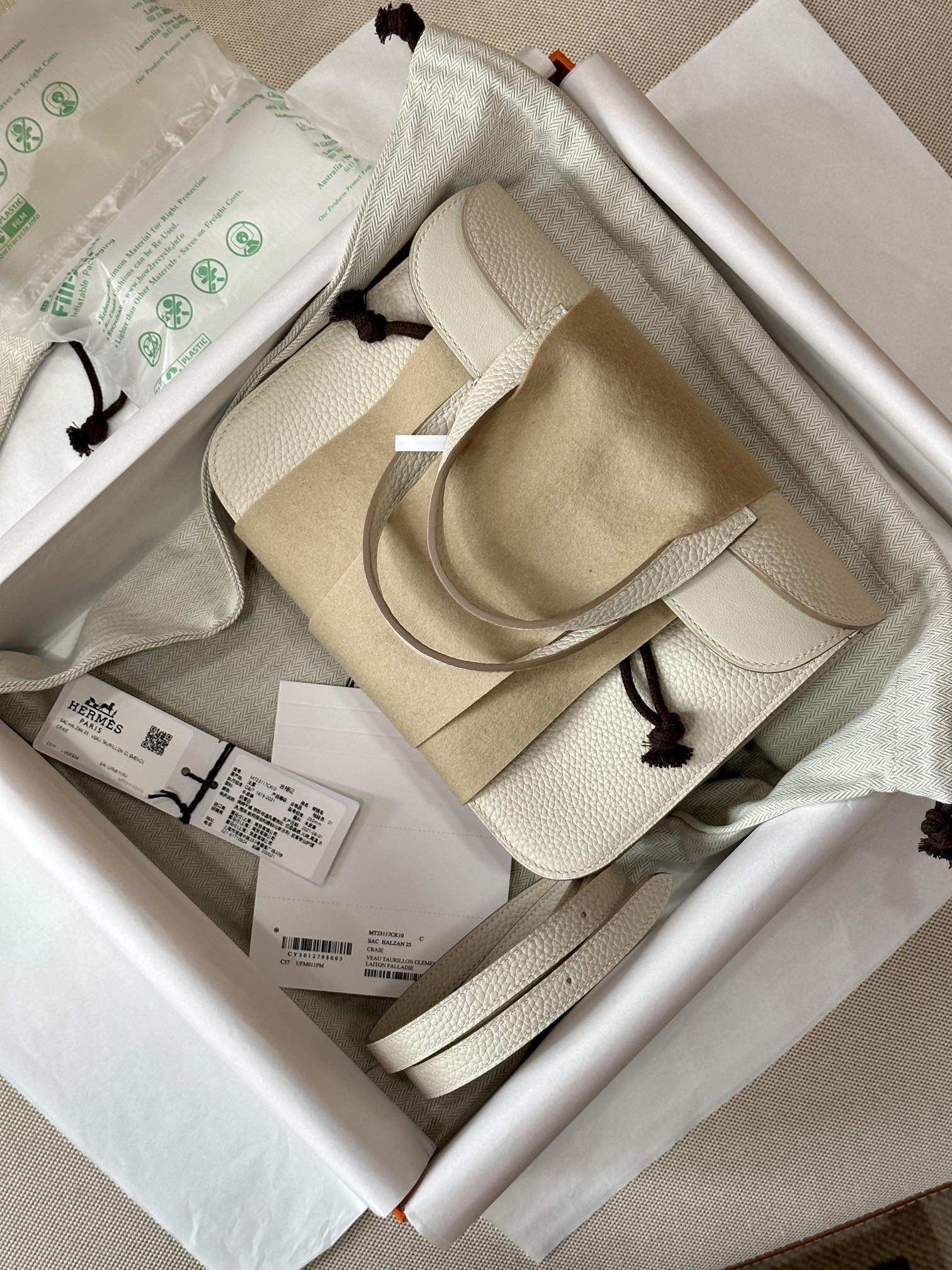 Replica Hermès Halzan White