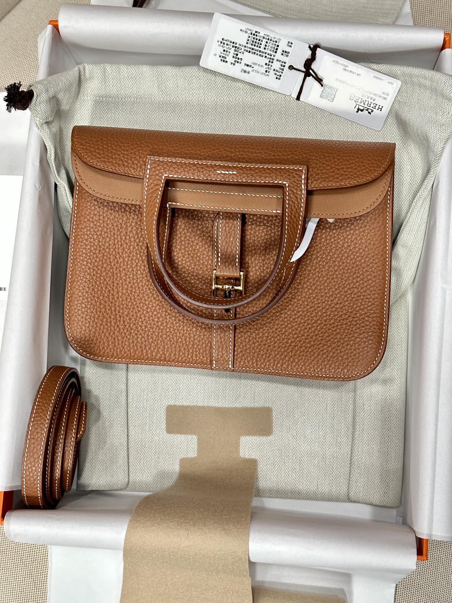 Replica Hermès Halzan Brown - top-grade luxury bag dupe