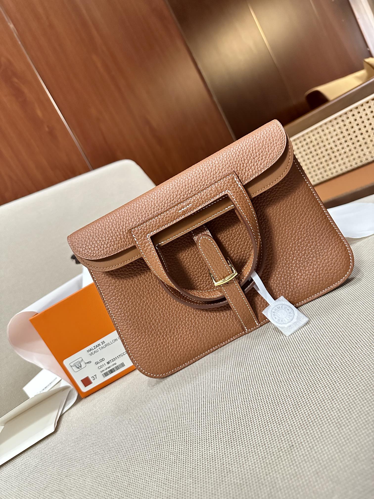 Replica Hermès Halzan Brown - 1:1 premium replica handbag