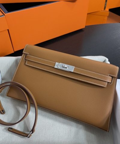 Replica Hermès Kelly Elan Brown Silver - high-quality designer bag dupe