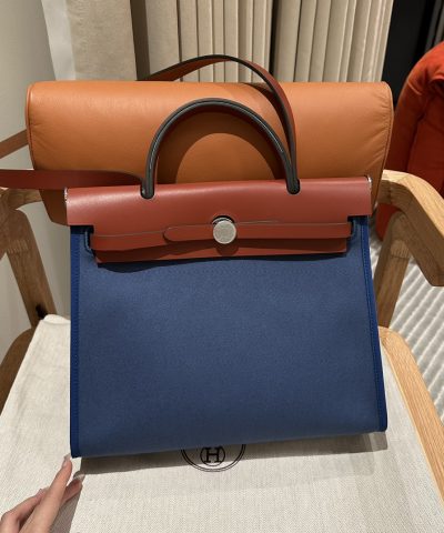 Replica Hermès Herbag 31Cm Blue Canvas