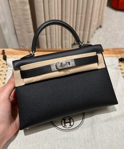 Replica Hermès Kelly Black Epsom Silver